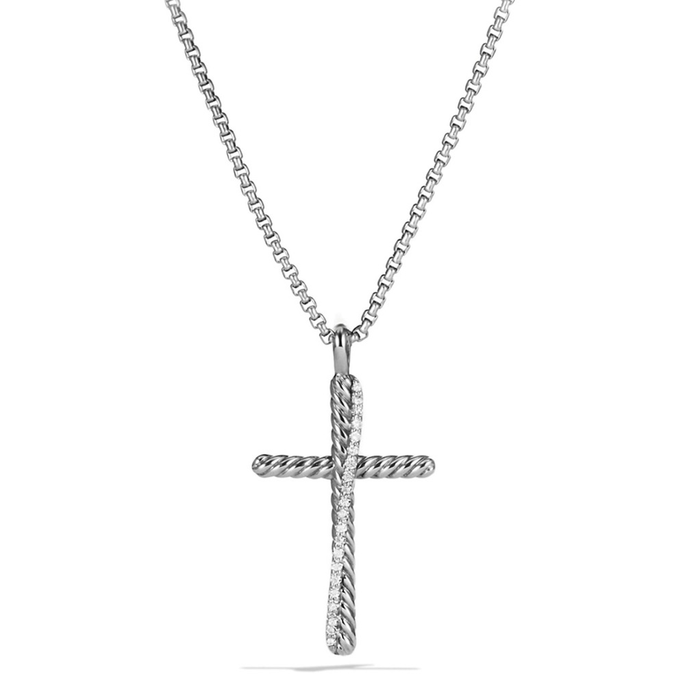 David Yurman Crossover Cross with Diamonds on Chain, 16"